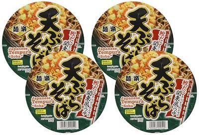 Menraku Tempura Noodles Soup, Soba, 3.3 Ounce (Pack of 4)