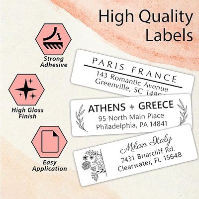 Personalized Return Address Labels - Custom Address Labels & Address Stickers for Envelopes - High Gloss Self-Adhesive Mailing Labels on Sheets (50-1000)