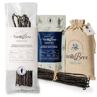 15 Madagascar Vanilla Beans Grade A - Gourmet Bourbon Vanilla Pods 6.3-8.3" - For Baking, Cooking & Homemade Vanilla Extract - VanillaBros