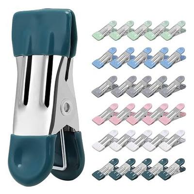 Clothes Pins Heavy Duty, 30 Pack, 2.17 Inch Metal Chip Clips, Clothespins for Photo Drying Clothesline Laundry Sock, Bag Clips for Food Kitchen Stainless Steel with Rubber, 6 Colors