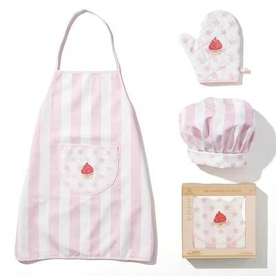 Kid Apron and Chef Hat Set, 3Pcs Children Cooking Baking Set Kits | Pink Role Play Chef Toy Kid Cooking Birthday Gift for Girls Boys Age 3 Up