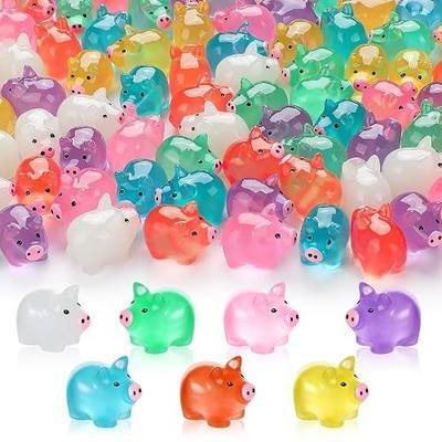 56PCS Luminous Mini Resin Pigs Figures Cute Tiny Pig for Garden Landscape | Mini Pigs Figures Glow in The Dark, Tiny Pig Miniature Charms Ornament for Garden Landscape, Dollhouses Birthday Decor