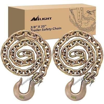 Nilight 3/8" X 35" Trailer Safety Chain 2pcs Grade 70 Towing Chain with Clevis Snap Hooks 26400lbs Break Strength use for Trailer, RV,and Boat Towing and Gooseneck Couplers