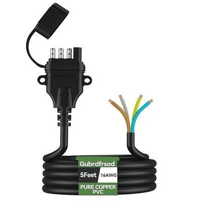 16AWG 5FT 4 Pin Trailer Connector Black 4 Pin Trailer Wiring Harness Pure Copper 4 Wire Trailer Wire with Jacketed Heavy Duty 4 Way Trailer Plug with Dust Cover