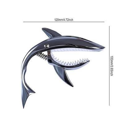 Zinc Alloy Guitar Capo Shark Capo for Acoustic and Electric Guitar with Good Hand Feeling, No Fret Buzz and Durable, Silver