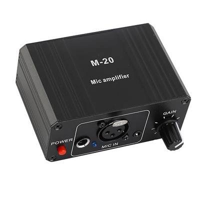 Microphone Preamp, 48V Power High Gain Electronic Audio Stereo Phonograph Preamplifier, with XLR Output, for Dynamic Condenser Microphones Booster