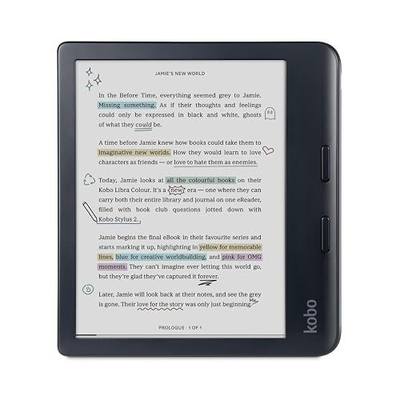 Kobo Libra Colour eReader, 7” Color E Ink, Waterproof, Black | 7” Color E Ink Kaleido 3, Dark Mode, Waterproof, eBooks, Audiobooks, Recycled Materials