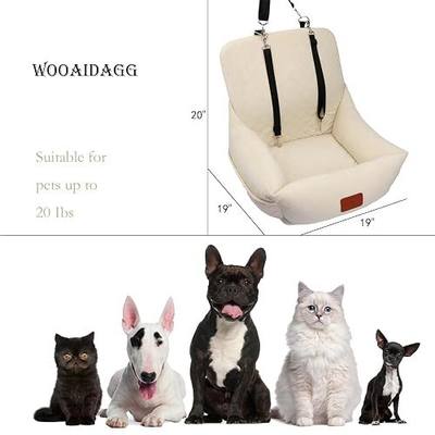 WOOAIDAGG Dog Car Seat for Small Dogs,Ultra-Soft Fabric,2 Storage Pockets & Safety Leash,Adjustable Straps,Easy to Install,Fully Detachable and Washable(Beige)