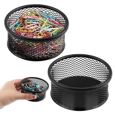 LOQJSS 2PCS Mesh Paper Clip Holder, Stackable PaperClip Organizer for Desk, Mesh Paperclip Dispenser Organizer with Non-Slip EVA Pad,Paperclip Holder for Office Binder Box