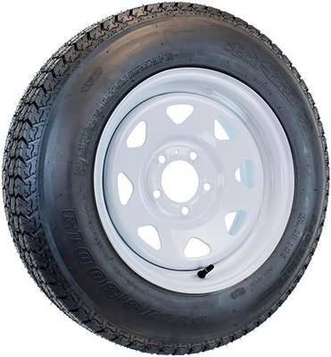 eCustomrim Trailer Tire Rim Assembly ST175/80D13 13 Inch 5 Lug White | Load Range B 4 Ply 175/80 D Tire, 5 Lug On 4.5 Inch Center Steel Utility Cargo Trailer Wheel - 2 Year Warranty With Roadside