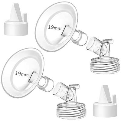 PumpMom-us 19mm Soft Rim Flanges Compatible with Spectra S2 S1 9 Plus Breastpumps Accessories, Replacement Breast Shield and Duckbill Valves for Spectra Pump Parts and 19 Flange
