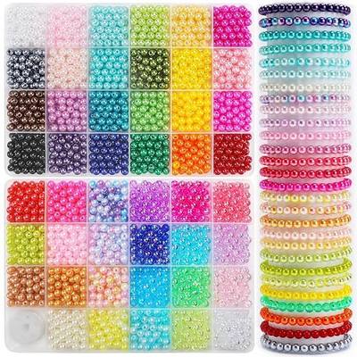 2400pcs Pearl Beads, 47 Colors Round Beads for Bracelets, Multicolor Bracelet Making Kit, for Jewelry Making with Elastic String, DIY Crafts Set (6mm)