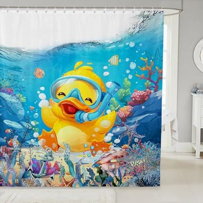 Feelyou Kids Cute Duck Bath Curtain Ocean Sealife Shower Curtain Waterproof