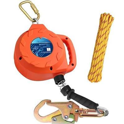 TRSMIMA Fall Protection Retractable Lanyard - 30ft Self-Retracting | Lifeline Safety Yoyo Fall Arrest Safety Construction Roofing Galvanized Steel Cable Two Internal Shock Absorber System