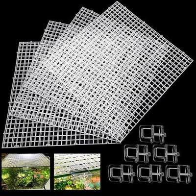 4 Aquarium lid Hood Fish Tank top Cover Terrarium lid Plastic Grid Panel Egg Crate Grate 6 Aquarium Glass Cover Board Clip