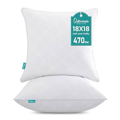 Oubonun 18x18 Inches Pack of 2 Throw Pillows Inserts, White Square Cushion Inner Soft Fluffy Plump Stuffer Pillows Inserts for Sofa Bed Couch