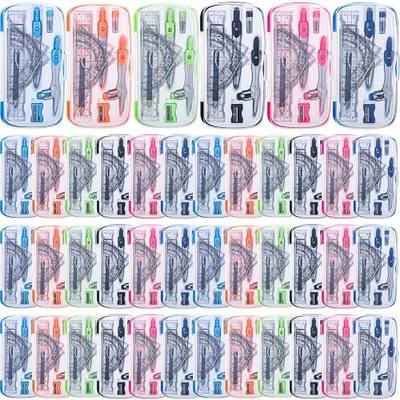 Zonon 36 Sets Math Geometry Kit Student 10 Pcs Shatterproof Storage Box Includes Compass, Rulers, Protractor, Eraser, Pencil Sharpener, Lead Refills, Pencil for Back to School Students Class Teacher
