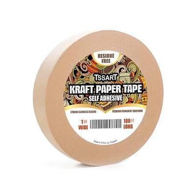 Kraft Paper Tape K49 - Self Adhesive Brown Frame Backing Tape Packing Tape with Oxidation Resistance for Picture Framing, Masking, Sealing and Packaging Use - 1inch Wide 180FT Long