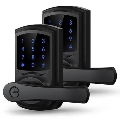 Keypad Keyless Entry Door Lock with Handle Smart Digital Deadbolts 2 Pack | 9 User Codes & 2keys Passage Vacation Mode Privacy Protection 5S Auto-Lock, Simple 15-min Install– Fits Most Standard Doors.