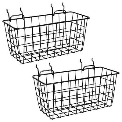 Pegboard Baskets 2 Pack Peg Board Metal Shelves Organizers (Medium, Black) | 1/8" 1/4" Pegboard Accessories Organizers, Heavy Duty Steel Shelf Bins, Tools Craft Supplies Storage Garage Wall Organizer