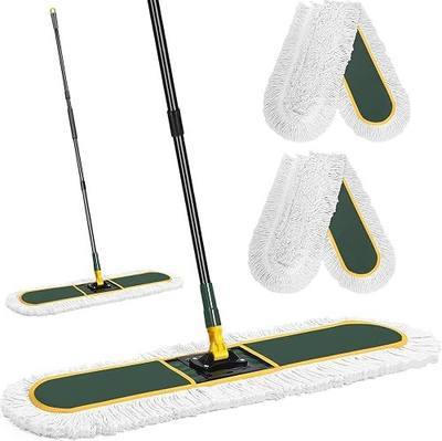 36" Commercial Dust Mop for Floor Cleaning, Dry Dust Mops Broom for Hardwood Floors, Tiles, Marble, Concrete,Garage Cleaning,2 Mop Pads 59" Long Handle Heavy Duty Frame,Green