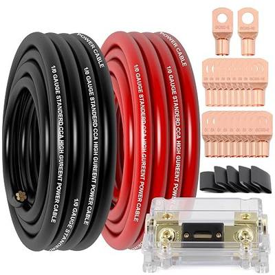 1/0 Gauge Wire Copper Clad Aluminum CCA (20Ft Each Black/Red) Primary Automotive Wire,1Pcs 250A ANL Fuse Holder,Battery Cable for Car Audio Speaker,Solar,RV Trailer Amp Wiring