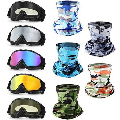 Jecery 10 Pcs Dirt Bike Atv Goggle with Breathable Face Mask Motorcycle Motocross Glasses Riding Off-road Ski Goggle for Men Women (Camo)