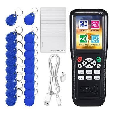 RFID ID Duplicator Copier Writer Decode Function Smart Card Key Machine RFID NFC Copier ID Reader Writer with T557 125khz H-ID Cards,ID 125kh Keyfobs and IC 13.56mhz Key Tags