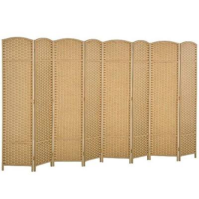 HOMCOM Room Divider 8 Panel Folding Privacy Screen 5.6' Tall Nature Wood | Freestanding Partition, Home Office, Bedroom