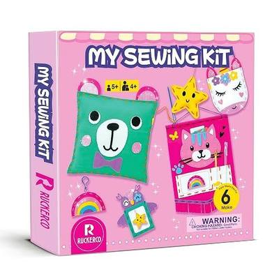 R RUCKERCO Sewing Kit for Kids Ages 4-8, My First Sewing Kit with 6 Easy DIY Felt Projects, Learn to Sew Beginner Arts and Crafts, Stuffed Animal & Pillow Craft Gift for Girls Boys Ages 6-10