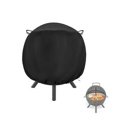 600D Fire Pit Cover Round Waterproof for 35in Globe Fire Ball | Heavy Duty Outdoor Propane Gas Fire Pit/Bowl Cover with PU Coating for FirePit Sphere, Weather Resistant, Black
