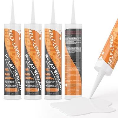 WELLUCK 4PC Self Leveling RV Roof Sealant Lap for RV Roofs, White Flexible Repair Caulking Rubber Epdm Sealant for Camper Motorhomes Trailers, Secure Odorless Waterproof & UV All Weather Adhesive