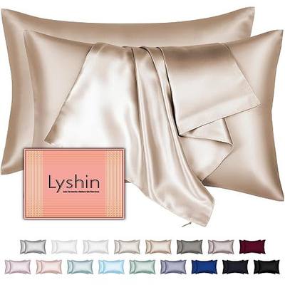 Silk Pillow Cases 2 Pack Standard Size with Hidden Zipper, Mulberry Silk Pillowcase for Hair and Skin, Smooth and Soft Breathable Cooling Silk Satin Pillowcase Set of 2, Gifts for Women,Champagne