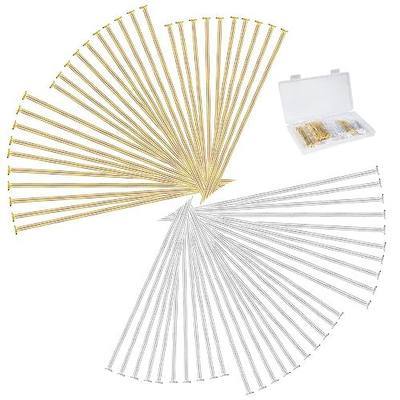 900 Pieces Head Pins for Jewelry Making, 30mm 40mm 50mm Flat Head Pins, Metal Straight Pins for DIY Craft Earring Bracelet Necklace Pendant Supplies (Gold, Silver)
