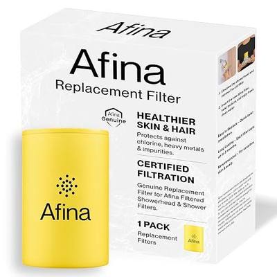 Afina Replacement Filter for Filtered Shower Head, Hard Water - 1 Pack | KDF-55 & calcium sulfite shower filter reduces chlorine for softer skin & healthier hair. Replace every 2 months, Easy swap