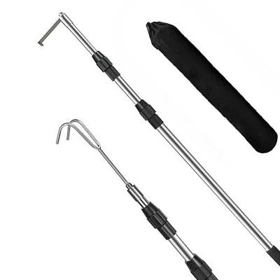 6.5Ft Truck Bed Cargo Retriever, Heavy Duty Pickup Cargo Grabber Reach Pole with Storage Bag, Telescoping Truck Bed Grabber Pole with 2-Style Hooks, Black