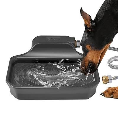 PETIMI Automatic Dog Water Dispenser, 1 Gallon Auto-Fill Dog Water Bowl Dispenser for Indoor/Outdoor, Large Water Feeder for Pets & Livestock, Fits GHT 3/4" Faucet, BPA Free, Easy to Clean, Gray