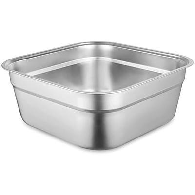 Stainless Steel Washing Up Bowl, Large Square Dish Tub for Kitchen Sink | 11.8/12.9/5.2in; insulated wide rim; flat stable base; rust-resistant; stackable for storage; for pots, pans, veggies, fruits