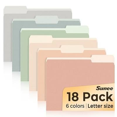 SUNEE File Folders, 18 Pack Manilla Folders 8.5 x 11, Colored Folder Office Organization Home School Folders for Documents Files Paper, 6 Pastel Colors