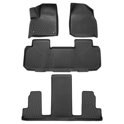 Powerty Floor Mats Cargo Liner for 2021-2024 2025 2026 Chevy Chevrolet Suburban/GMC Yukon XL 8 Seats All Weather 3D TPE Anti-Slip Car Protection, 1st & 2nd Row Set with Rear Cargo Mat Accessories