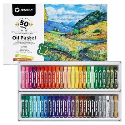 Artecho Oil Pastels Set of 50 Colors (8 x 60 mm) | Soft Oil Pastels, For Art Painting, Drawing, Blending, For Artists, Teachers