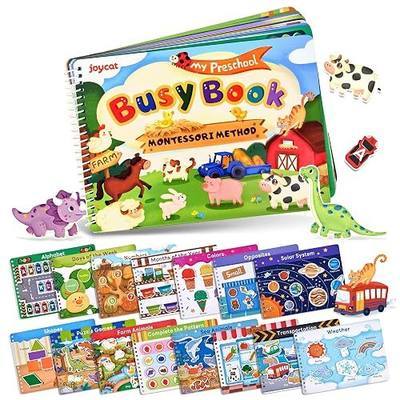 JoyCat Preschool Busy Book for Toddlers 3-5, Learning Activities, Educational Sensory Toys, Autism Learning Material, Back to School, Birthdays Presents for Boys Girls | 15 reusable themes with letters, numbers, colors and matching as autism learning material for home, class or travel
