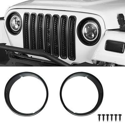 Headlight Cover Bezels Cover Trim for Jeep Wrangler TJ 1997-2002 2003 2004 2005 2006 (Pair), BCT-1