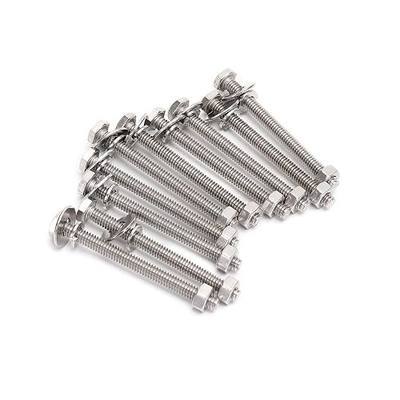 5/16-18x3 Complete Set Hex Head Screw Bolts,Nuts,Fender Flat washers,Split Lock Washers,Fully Threaded, Stainless Steel 18-8(304), Bright Finish (10Set)