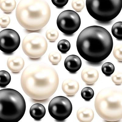 150Pcs White and Black Floating NO Hole Pearl Beads for Centerpiece Vases | Fake Pearl Beads for Vase Fillers Floating Candles Wedding Party Table Decor Makeup Brush Bead 20/14/10mm