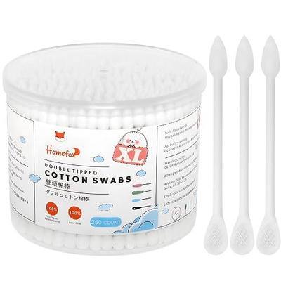Cotton Swabs Flattened Pointed - 250 Count Organic XL Cotton Bud Double Side Tight Firm Wounded Precision Extra Large Cotton Tips Applicator Blender Paper Stick, Flatten & Pointy (White)