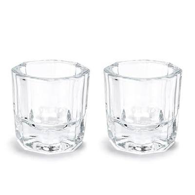 2Pcs Nail Art Dappen Dish Cups for Acrylic Liquid and Powder Clear Glass Nail Bowl Acrylic Powder Holder Nail Liquid Cup Acrylic Glass Jar Crystal Bowl for Nails
