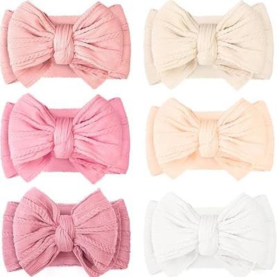 CÉLLOT 6 Pcs Baby Bows Headbands Nylon Hairbands Baby Girl Bows Hair Accessories for Newborn Infant Toddler Essentials (Classic Pink Series)