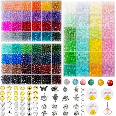 REVKI 72 Colors 6mm Glass Beads for Jewelry Making,3000PCS+ Round Crystal Glass Beads Bracelet Making Kit with Accessories, Bead Starter Kit Crafts Gifts Set Suitable for Teen Adults