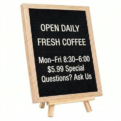 Black Felt Letter Board 12 x 16 Inch, 776 Characters, Frame & Stand | 776 characters, 3/4 and 1 inch letters, frame, stand and wall hanger for office, business, home workspace and message boards